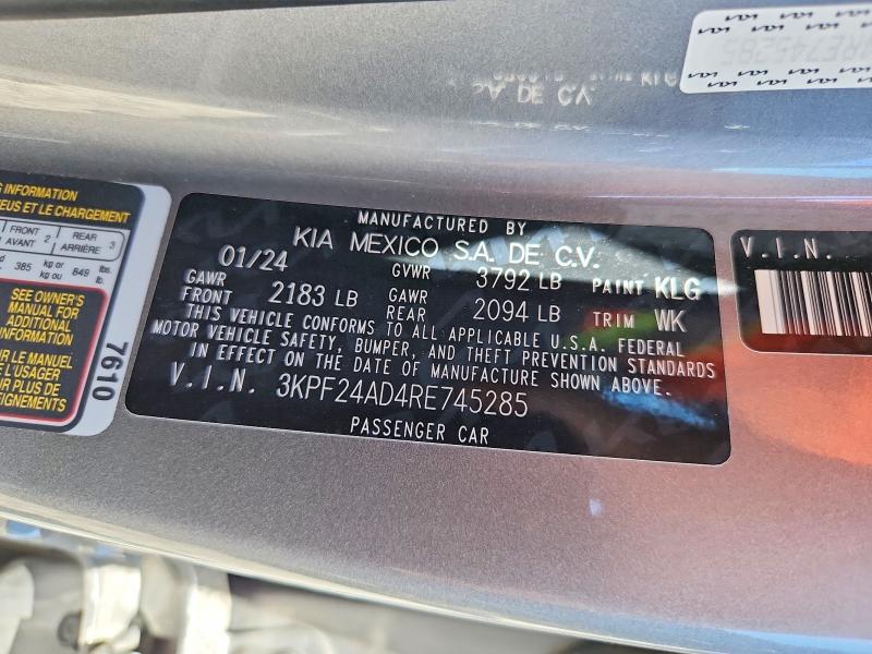 Aukcja sprzedaży 2024 Kia Forte, vin: 3KPF24AD4RE745285, numer aukcji: 53253276