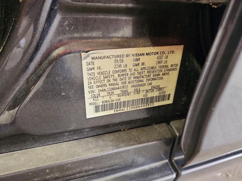 Продажа на аукционе авто 2006 Nissan Altima, vin: 1N4AL11D66N443953, номер лота: 54704596