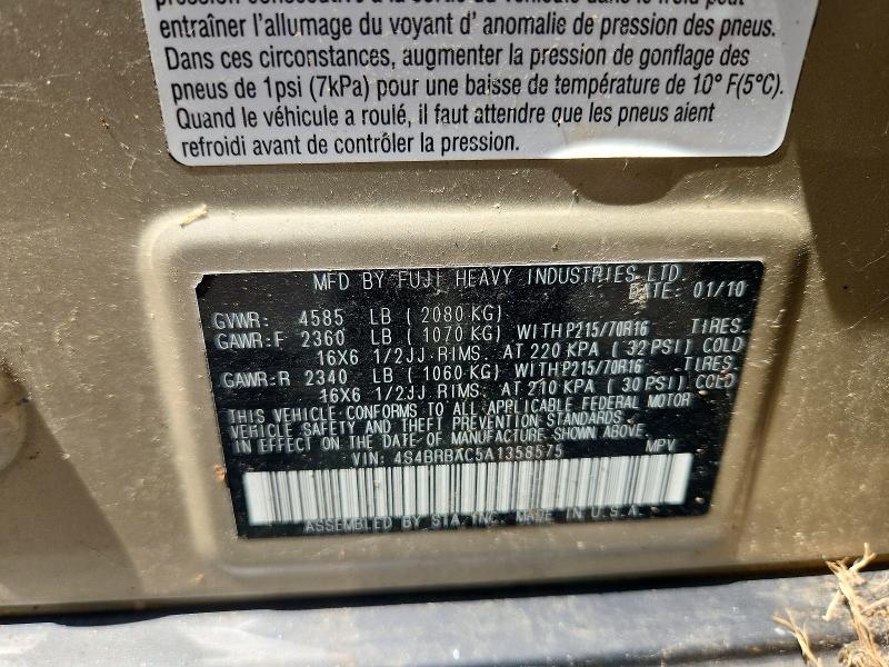 Aukcja sprzedaży 2010 Subaru Outback, vin: 4S4BRBAC5A1358575, numer aukcji: 53079856