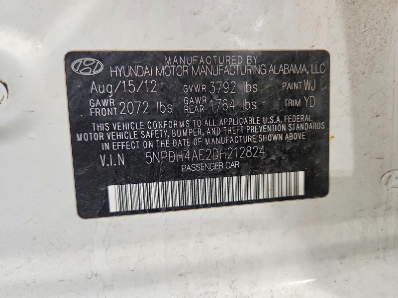Продажа на аукционе авто 2013 Hyundai Elantra, vin: 5NPDH4AE2DH212824, номер лота: 52902526