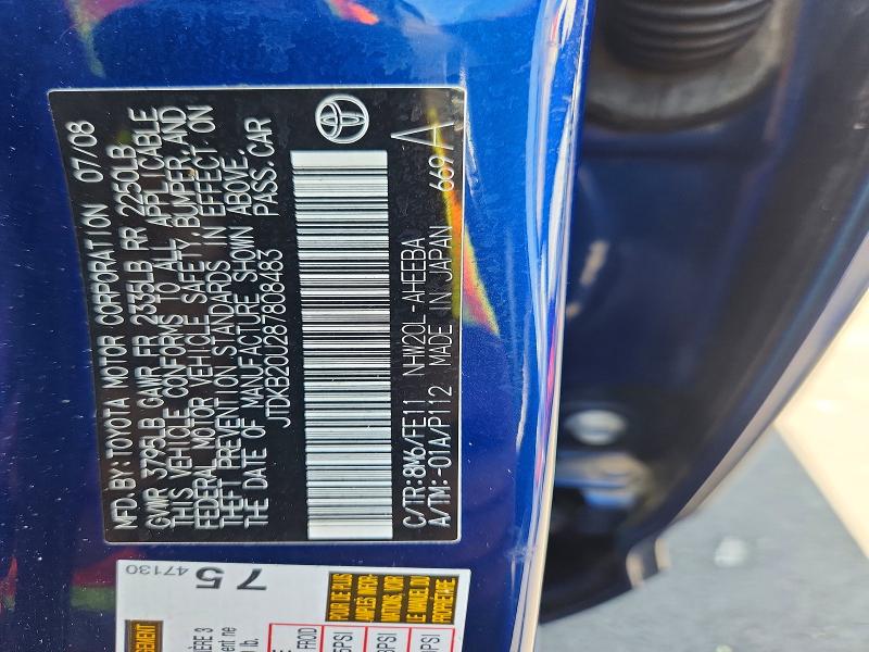 54203016 :رقم المزاد ، JTDKB20U287808483 vin ، 2008 Toyota Prius مزاد بيع