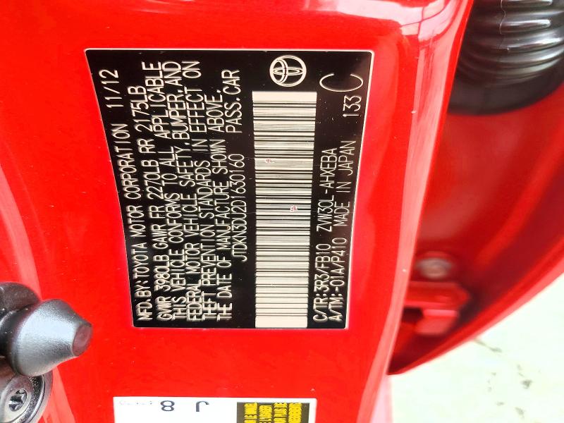 55236826 :رقم المزاد ، JTDKN3DU2D1630160 vin ، 2013 Toyota Prius مزاد بيع