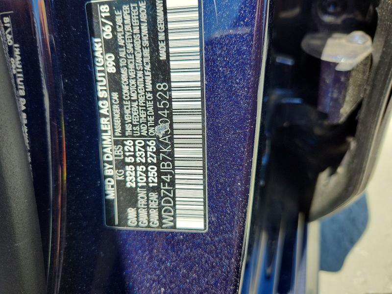 2019 Mercedes-benz E მანქანა იყიდება აუქციონზე, vin: WDDZF4JB7KA504528, აუქციონის ნომერი: 53351096