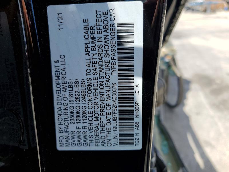Aukcja sprzedaży 2022 Acura Tlx, vin: 19UUB7F92NA000336, numer aukcji: 52544386