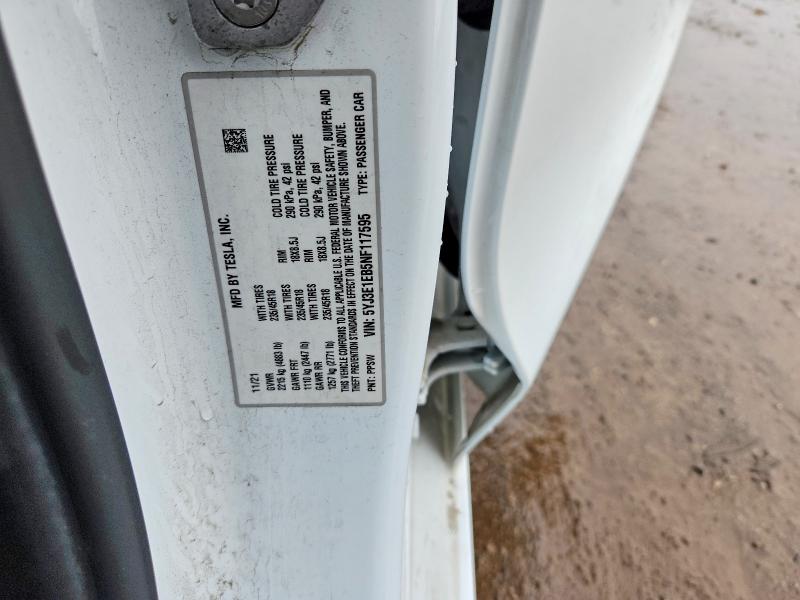 2022 Tesla Model 3 მანქანა იყიდება აუქციონზე, vin: 5YJ3E1EB5NF117595, აუქციონის ნომერი: 51139276