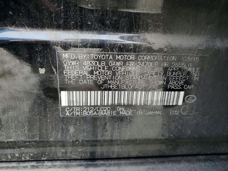 Продажа на аукционе авто 2015 Lexus Gs, vin: JTHBE1BL0FA011492, номер лота: 52908186