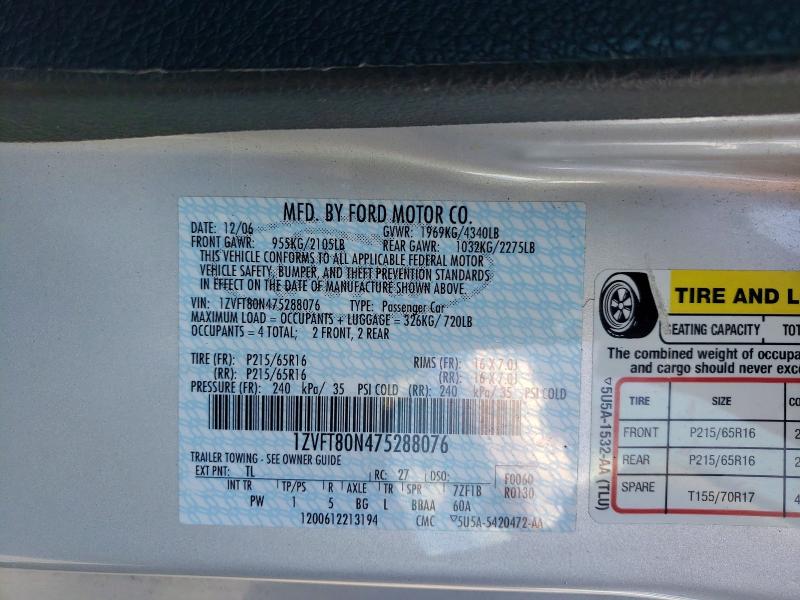 Продажа на аукционе авто 2007 Ford Mustang, vin: 1ZVFT80N475288076, номер лота: 53074296