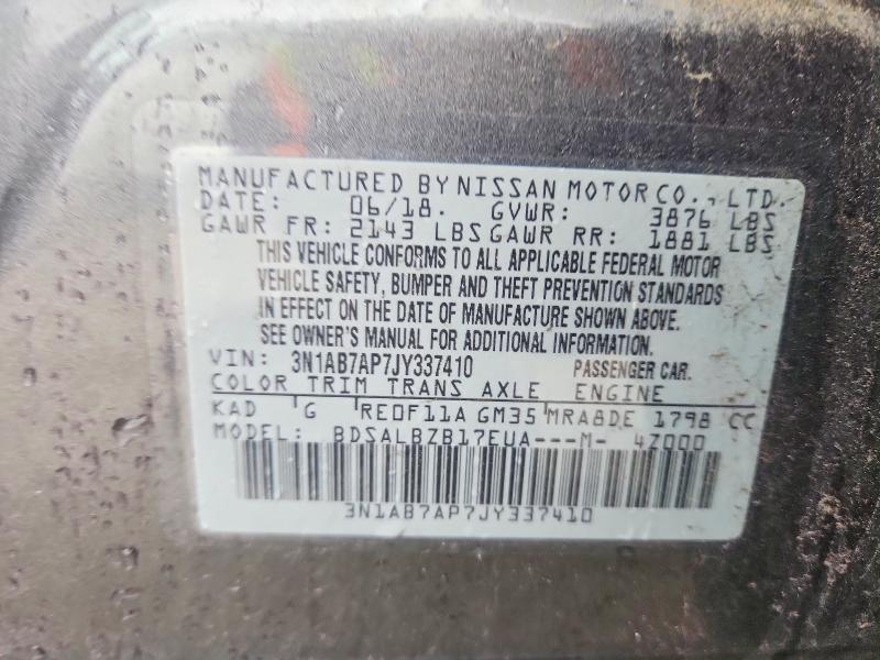 Продаж на аукціоні авто 2018 Nissan Sentra, vin: 3N1AB7AP7JY337410, номер лоту: 54602586