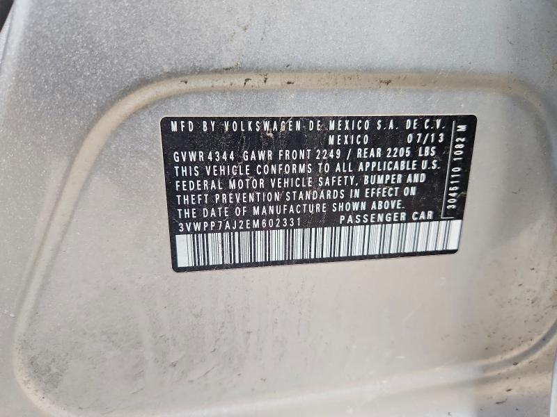 52510726 :رقم المزاد ، 3VWPP7AJ2EM602331 vin ، 2014 Volkswagen Jetta مزاد بيع