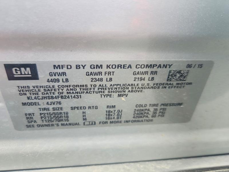 Продаж на аукціоні авто 2015 Buick Encore, vin: KL4CJHSB4FB241431, номер лоту: 52063536