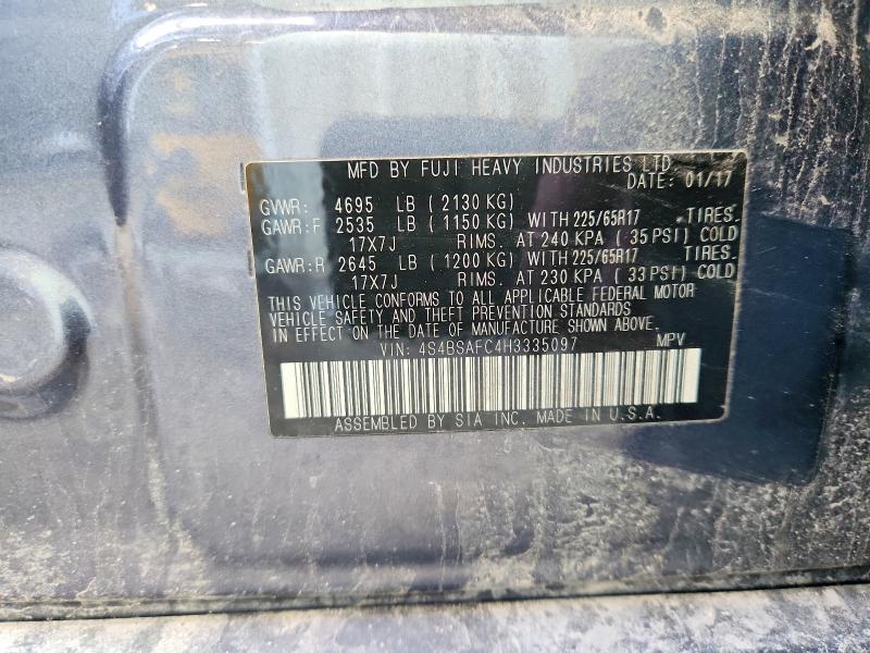 2017 Subaru Outback მანქანა იყიდება აუქციონზე, vin: 4S4BSAFC4H3335097, აუქციონის ნომერი: 55028026