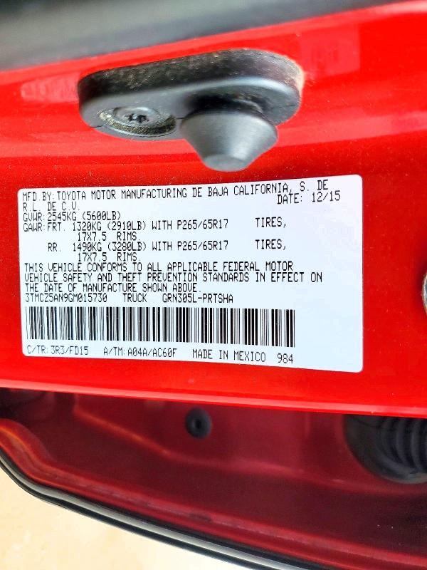 Aukcja sprzedaży 2016 Toyota Tacoma, vin: 3TMCZ5AN9GM015730, numer aukcji: 54532066