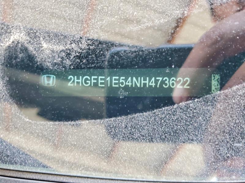 Продаж на аукціоні авто 2022 Honda Civic, vin: 2HGFE1E54NH473622, номер лоту: 52377696
