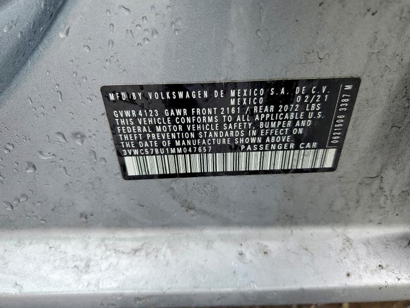52346446 :رقم المزاد ، 3VWC57BU1MM047657 vin ، 2021 Volkswagen Jetta مزاد بيع