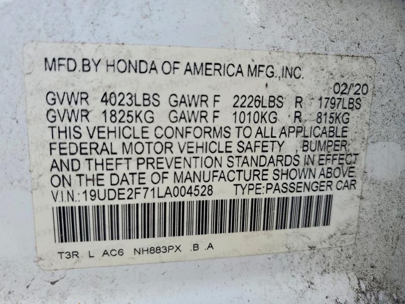 2020 Acura Ilx მანქანა იყიდება აუქციონზე, vin: 19UDE2F71LA004528, აუქციონის ნომერი: 54654966
