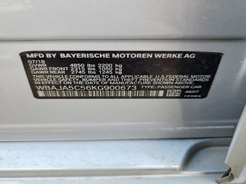 Aukcja sprzedaży 2019 Bmw 530, vin: WBAJA5C56KG900673, numer aukcji: 55018086