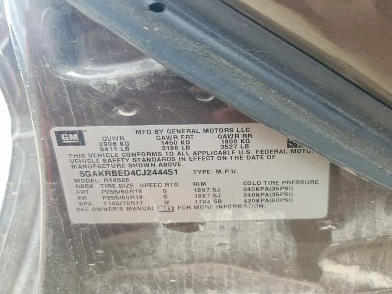 2012 Buick Enclave მანქანა იყიდება აუქციონზე, vin: 5GAKRBED4CJ244451, აუქციონის ნომერი: 50094136
