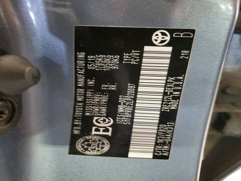 54757886 :رقم المزاد ، 5YFBPRBE2LP020097 vin ، 2020 Toyota Corolla مزاد بيع