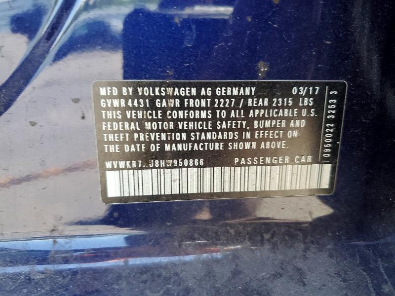 Продажа на аукционе авто 2017 Volkswagen E-golf, vin: WVWKR7AU8HW950866, номер лота: 53025386