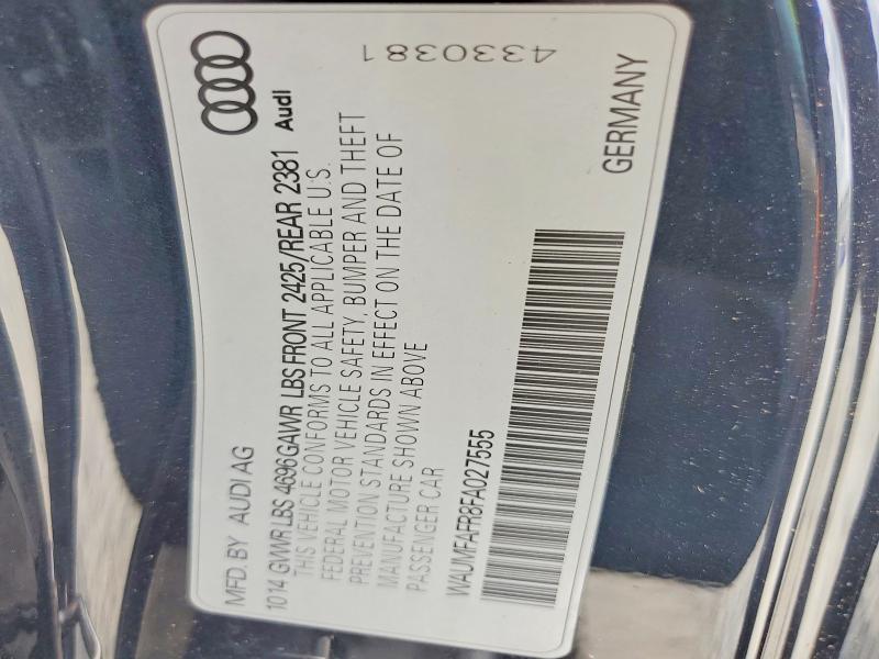 2015 Audi A5 მანქანა იყიდება აუქციონზე, vin: WAUMFAFR8FA027555, აუქციონის ნომერი: 54304686