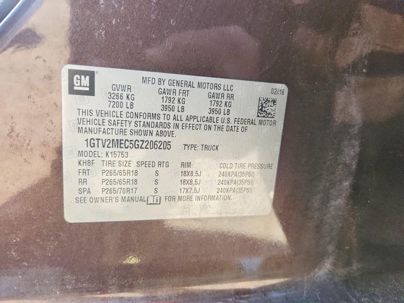 Aukcja sprzedaży 2016 Gmc Sierra, vin: 1GTV2MEC5GZ206205, numer aukcji: 51722466