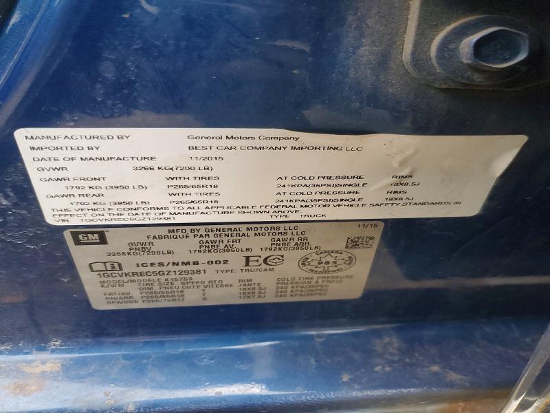 Продаж на аукціоні авто 2016 Chevrolet Silverado, vin: 1GCVKREC5GZ129381, номер лоту: 52550076