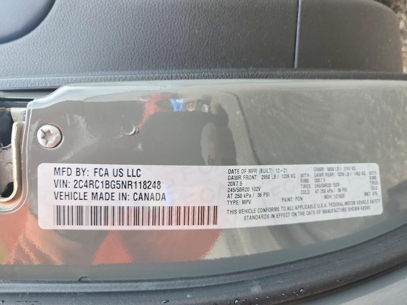 2022 Chrysler Pacifica მანქანა იყიდება აუქციონზე, vin: 2C4RC1BG5NR118248, აუქციონის ნომერი: 55322816