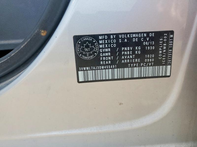 54005426 :رقم المزاد ، 3VWWL7AJ3DM455491 vin ، 2013 Volkswagen Jetta مزاد بيع