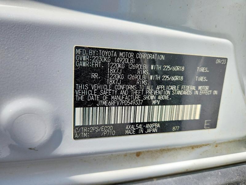 Aukcja sprzedaży 2023 Toyota Rav4, vin: JTME6RFV7PD549337, numer aukcji: 52723476