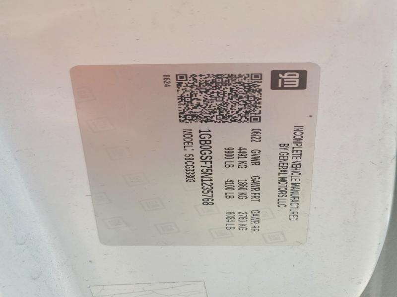 52344086 :رقم المزاد ، 1GB0GSF75N1235768 vin ، 2022 Chev Express G3500 مزاد بيع