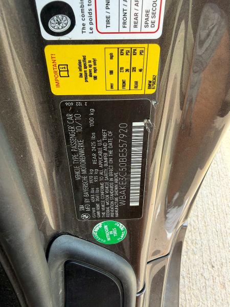 52407286 :رقم المزاد ، WBAKE3C50BE557920 vin ، 2011 Bmw 328 مزاد بيع