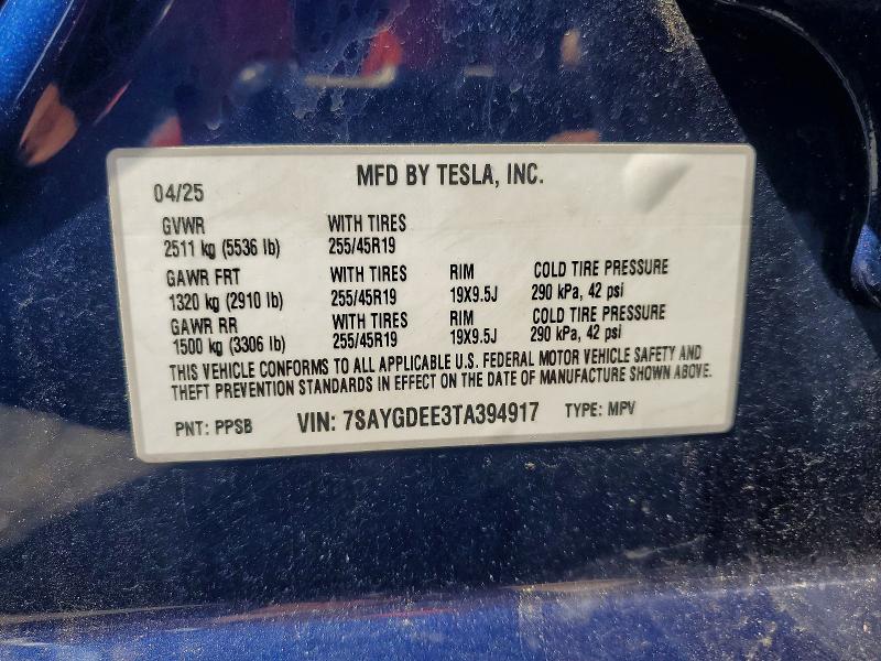 Продажа на аукционе авто 2026 Tesla Model Y, vin: 7SAYGDEE3TA394917, номер лота: 53949616