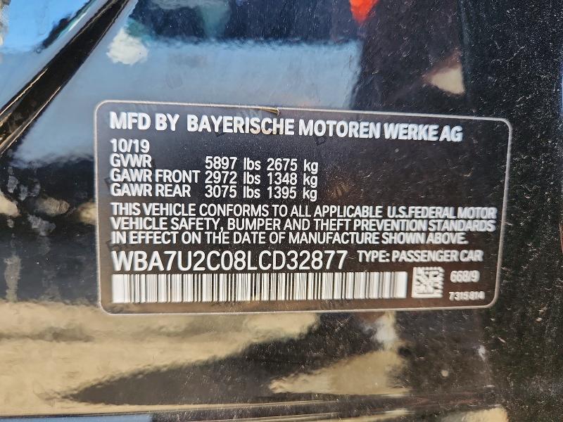 Aukcja sprzedaży 2020 Bmw 750, vin: WBA7U2C08LCD32877, numer aukcji: 53997536
