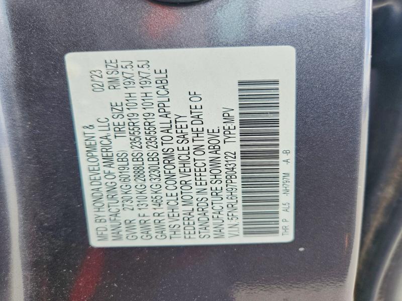 54925336 :رقم المزاد ، 5FNRL6H97PB043122 vin ، 2023 Honda Odyssey مزاد بيع