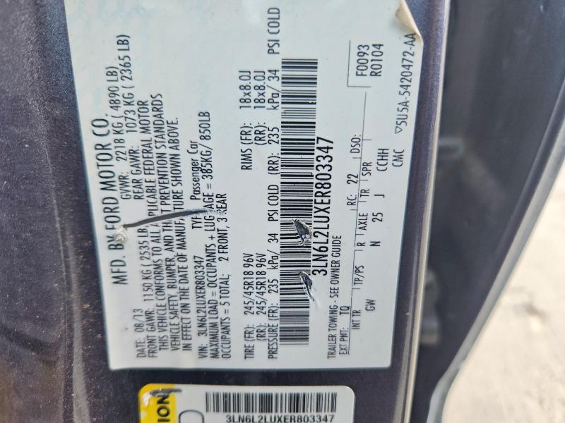 51665366 :رقم المزاد ، 3LN6L2LUXER803347 vin ، 2014 Lincoln Mkz مزاد بيع