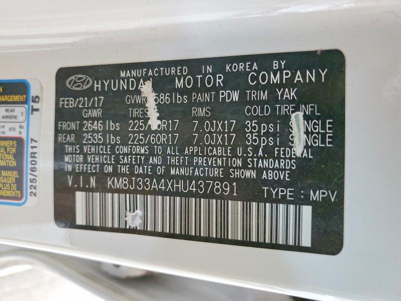 Aukcja sprzedaży 2017 Hyundai Tucson, vin: KM8J33A4XHU437891, numer aukcji: 53060346
