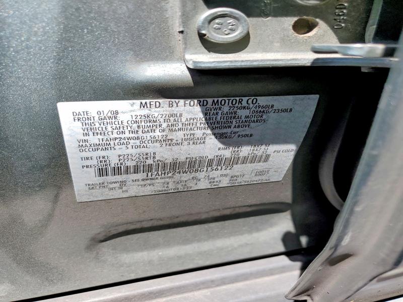 54555366 :رقم المزاد ، 1FAHP24W08G156122 vin ، 2008 Ford Taurus مزاد بيع