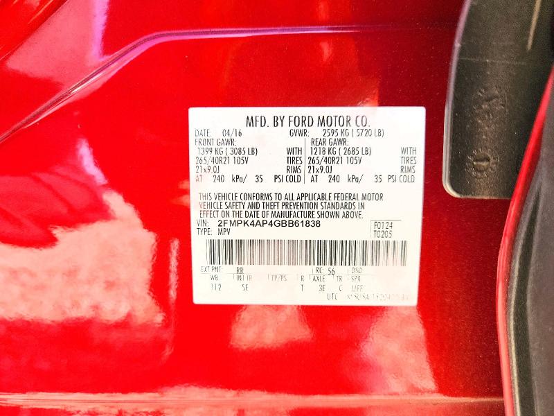 Aukcja sprzedaży 2016 Ford Edge, vin: 2FMPK4AP4GBB61838, numer aukcji: 55510476