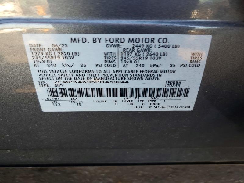 Продаж на аукціоні авто 2023 Ford Edge, vin: 2FMPK4K95PBA59044, номер лоту: 53301496