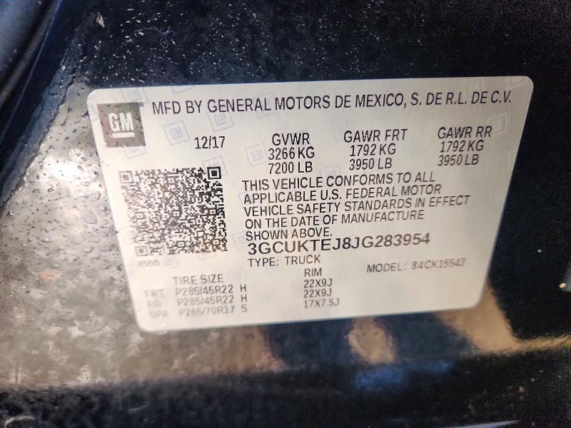 2018 Chevrolet Silverado მანქანა იყიდება აუქციონზე, vin: 3GCUKTEJ8JG283954, აუქციონის ნომერი: 54466566