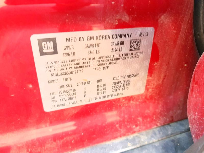2013 Buick Encore მანქანა იყიდება აუქციონზე, vin: KL4CJBSB5DB174719, აუქციონის ნომერი: 54469376