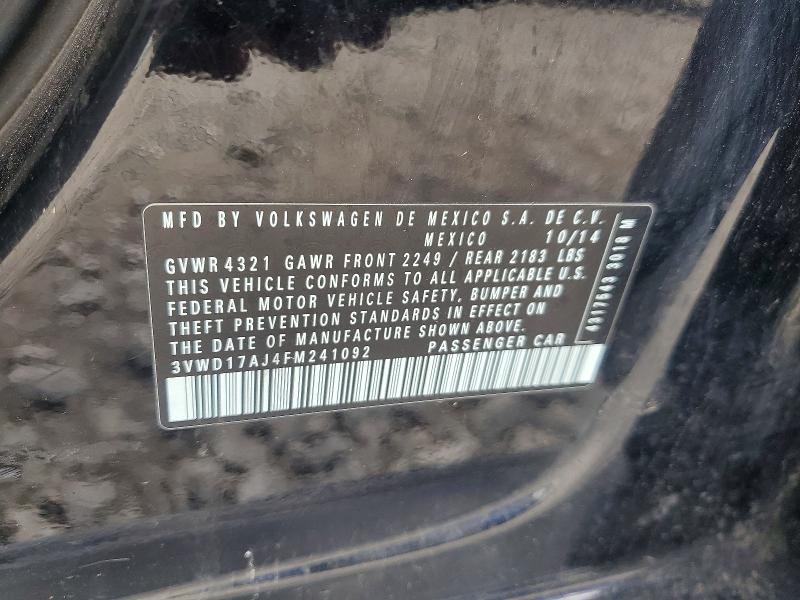 51898436 :رقم المزاد ، 3VWD17AJ4FM241092 vin ، 2015 Volkswagen Jetta مزاد بيع
