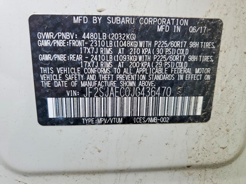 Продажа на аукционе авто 2018 Subaru Forester, vin: JF2SJAEC0JG436470, номер лота: 53542546