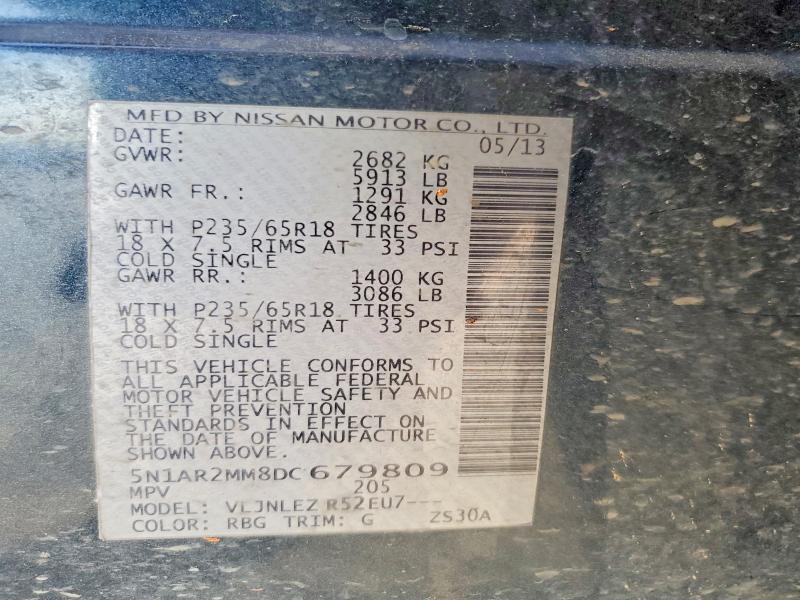 54289536 :رقم المزاد ، 5N1AR2MM8DC679809 vin ، 2013 Nissan Pathfinder مزاد بيع