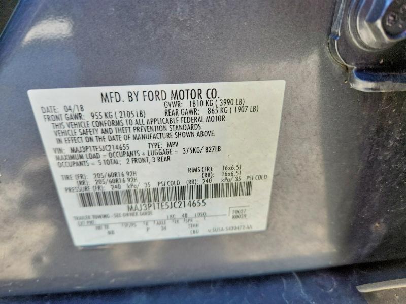 2018 Ford Ecosport მანქანა იყიდება აუქციონზე, vin: MAJ3P1TE5JC214655, აუქციონის ნომერი: 54370156