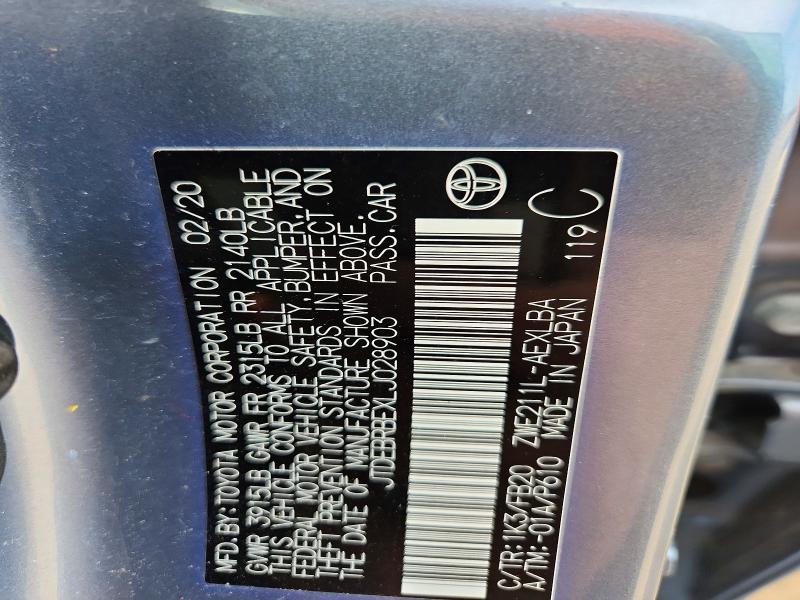 54848656 :رقم المزاد ، JTDEBRBEXLJ028903 vin ، 2020 Toyota Corolla مزاد بيع