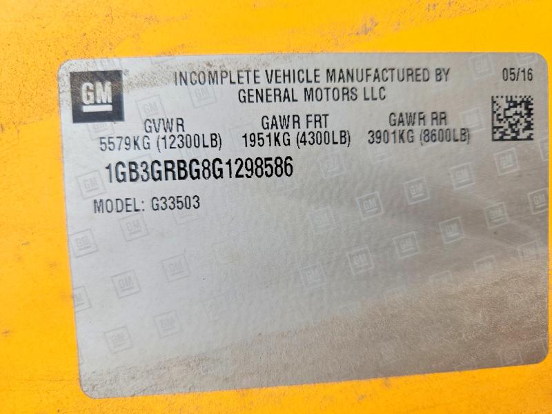 Продаж на аукціоні авто 2016 Collins Bantam G3500, vin: 1GB3GRBG8G1298586, номер лоту: 51251626