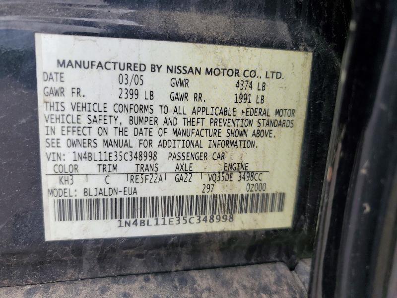 Aukcja sprzedaży 2005 Nissan Altima, vin: 1N4BL11E35C348998, numer aukcji: 54522536