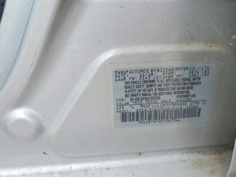 Auction sale of the 2019 Nissan Sentra, vin: 3N1AB7AP5KY262966, lot number: 54477116