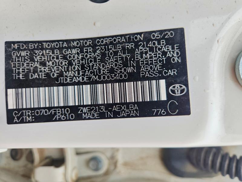 Продаж на аукціоні авто 2021 Toyota Corolla, vin: JTDEAMDE7MJ003400, номер лоту: 55024326
